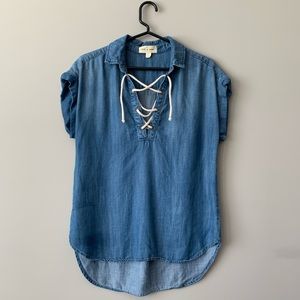 Anthropologie Cloth & Stone Lace Up Denim